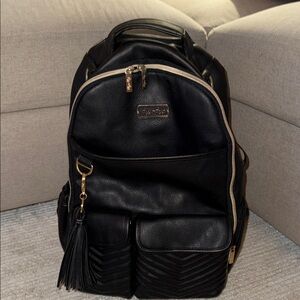 Itzy Ritzy Boss Plus Black Leather Diaper Bag
